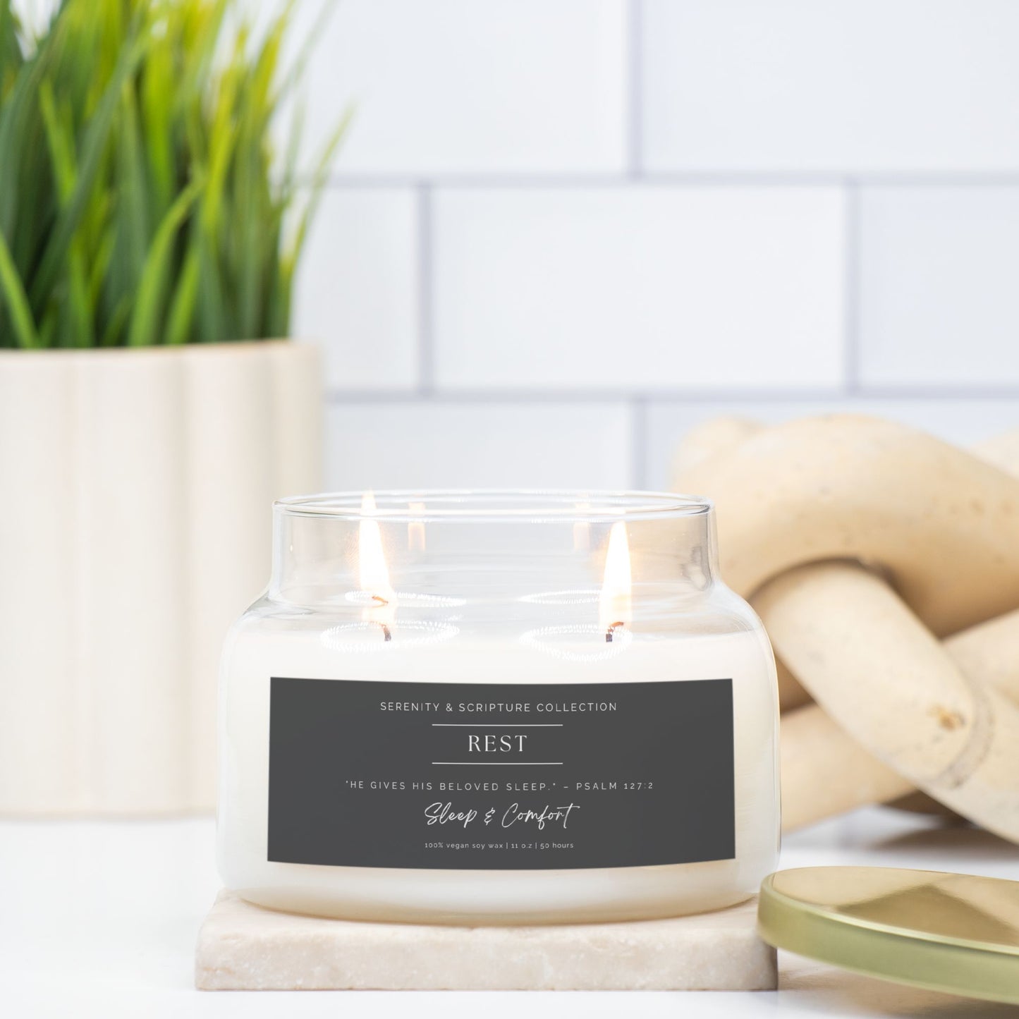 Serenity & Scripture Collection - REST - Apothecary Candle