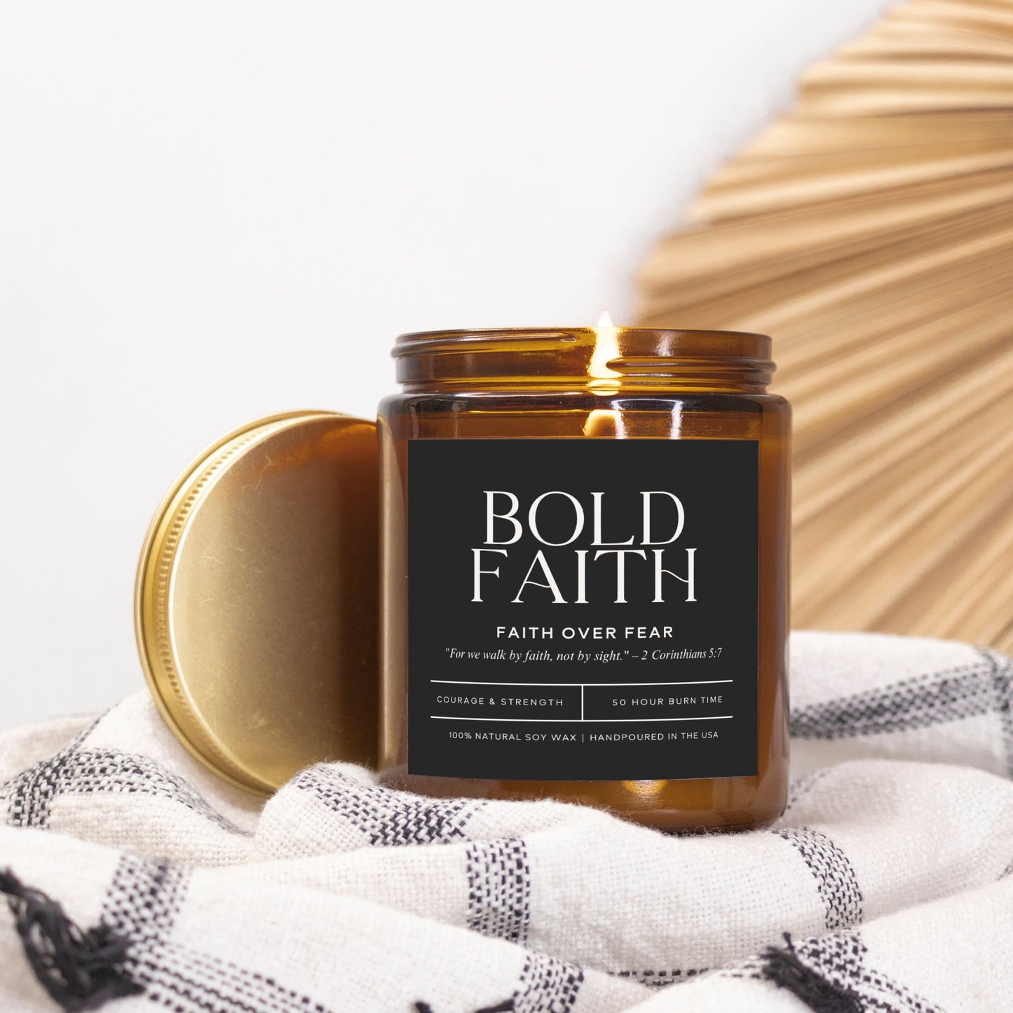 Bold Faith Collection - Faith Over Fear - 9oz Amber Candle
