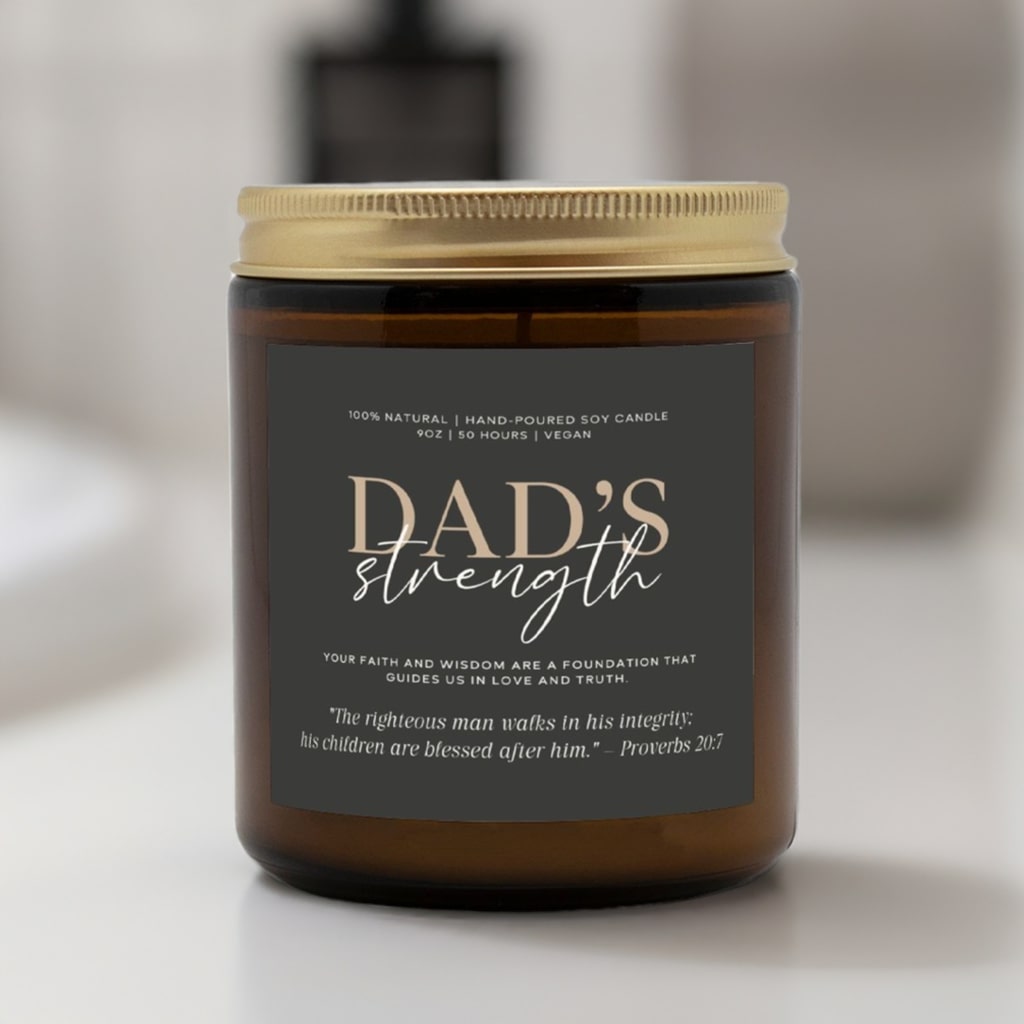 Luxury non-toxic candle for Dad, made with pure coconut soy wax