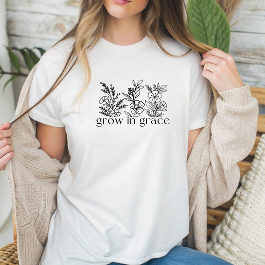 Grow In Grace - Christian Tee - White