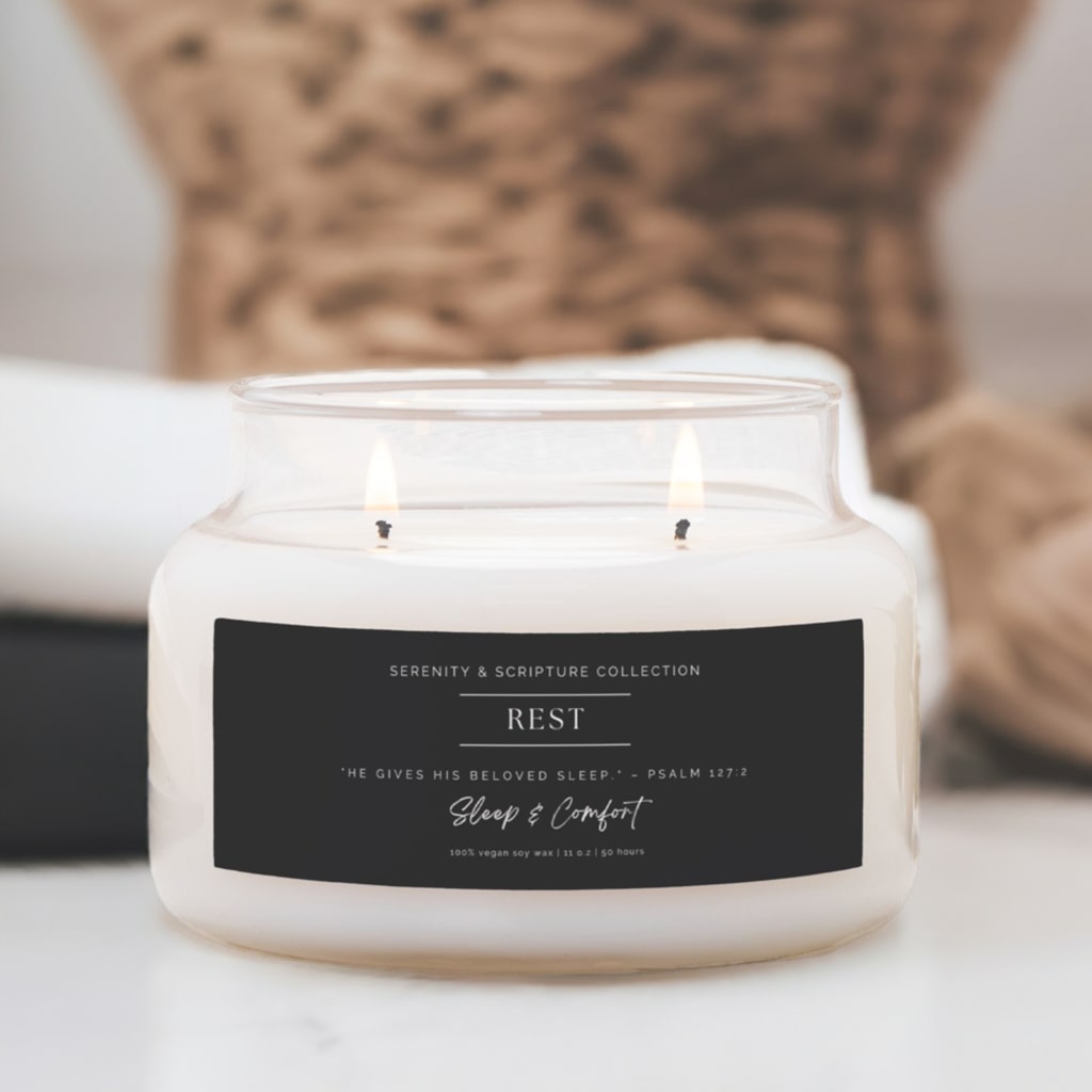 Serenity & Scripture Collection - REST - Apothecary Candle