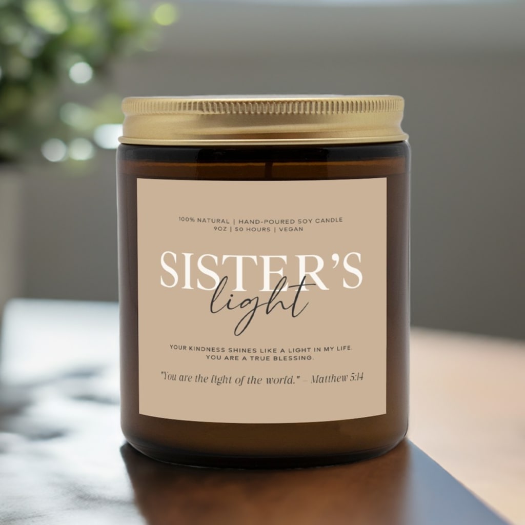 Faith-inspired Amber Jar Candle for Sister, a beautiful Christian gift
