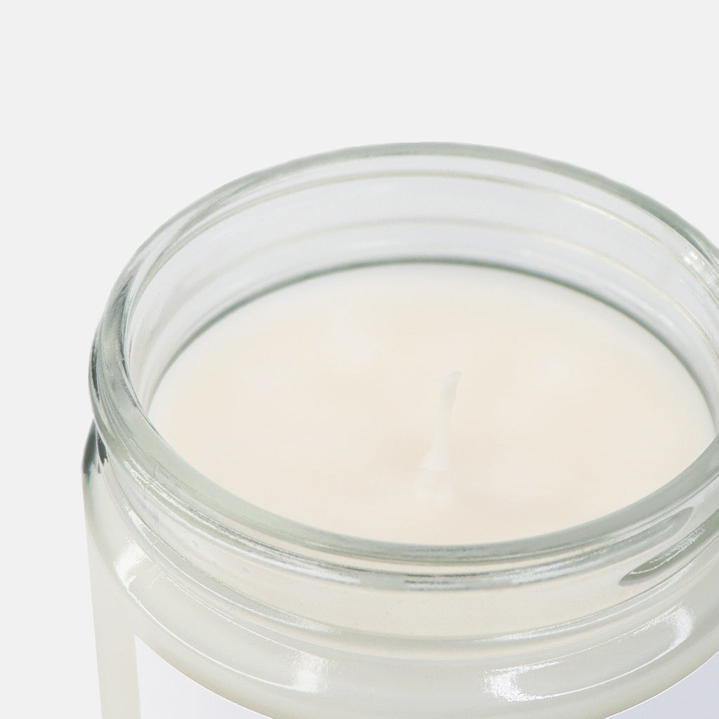 close up of vegan soy candle wax and wick.