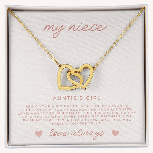 Beautiful gold connected hearts pendant necklace for niece aunt family gift