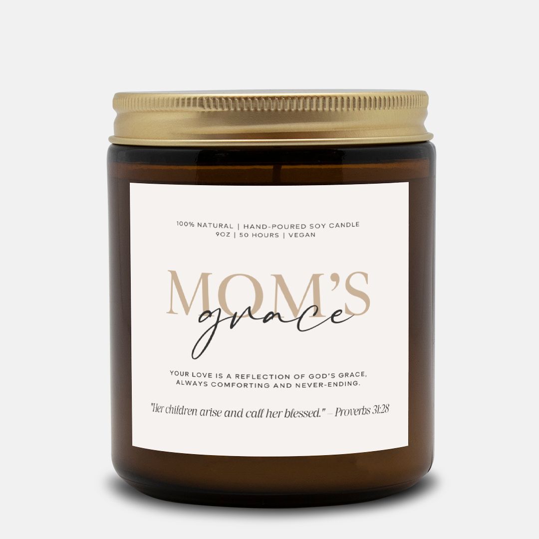 Elegant non-toxic scented candle for Mom, infused with faith and love