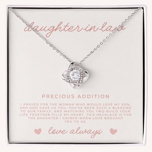 Beautiful twisted love knot pendant necklace for daughter-in-law family gift