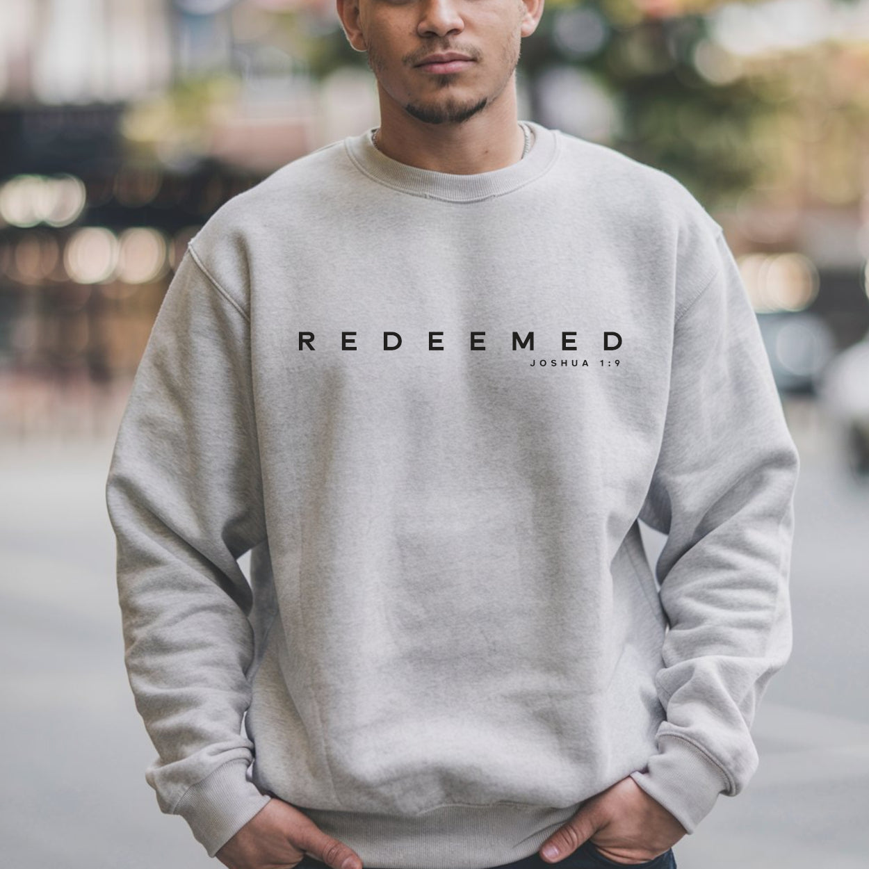 Redeemed - Joshua 1:9" Men's Sweatshirt
