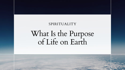 Expansive sky with 'Spirituality, what is the purpose of life' text overlaid, representing the exploration of what defines life and the purpose of humans on earth discussed throughout the article.