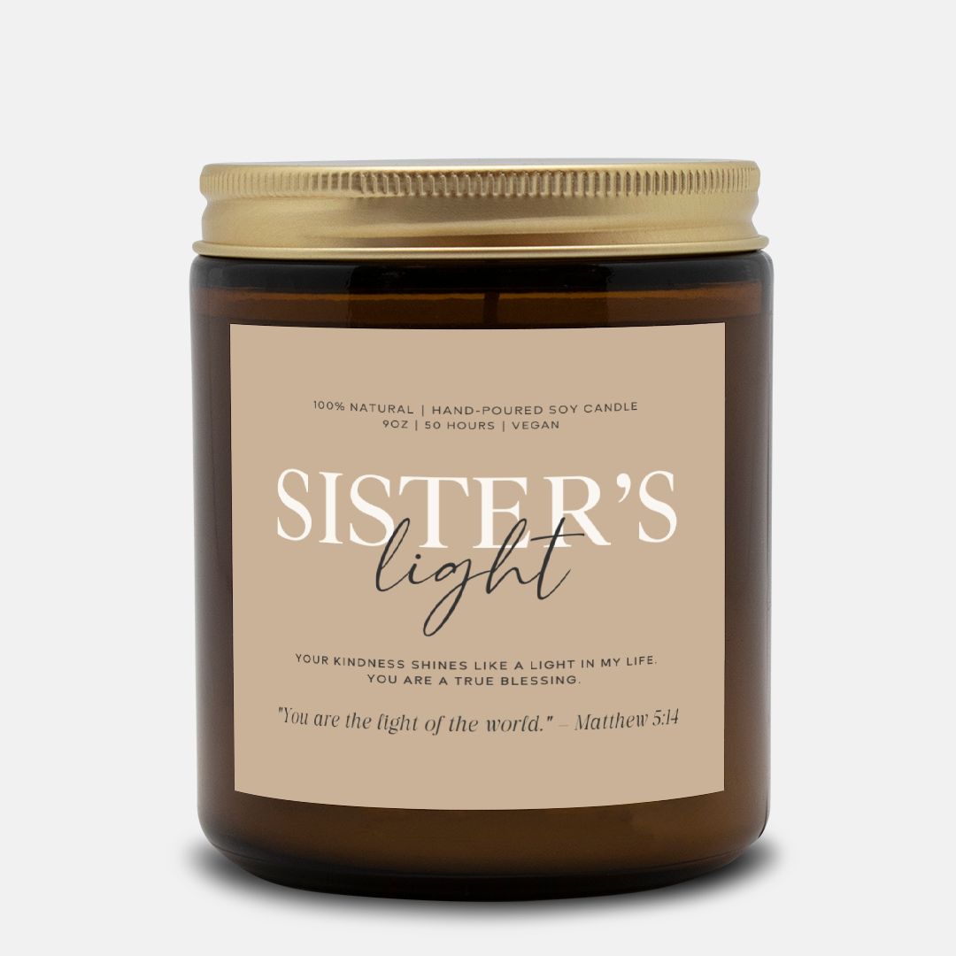 Luxury scented candle with an uplifting message for your sister