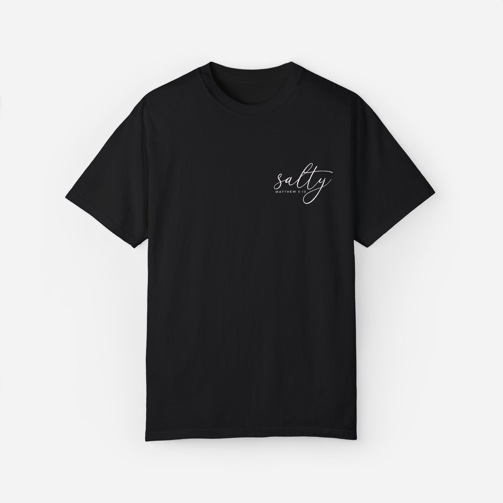Faith-inspired black T-shirt for women with 