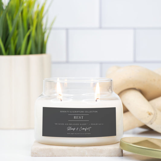 Serenity & Scripture Collection - REST - Apothecary Candle