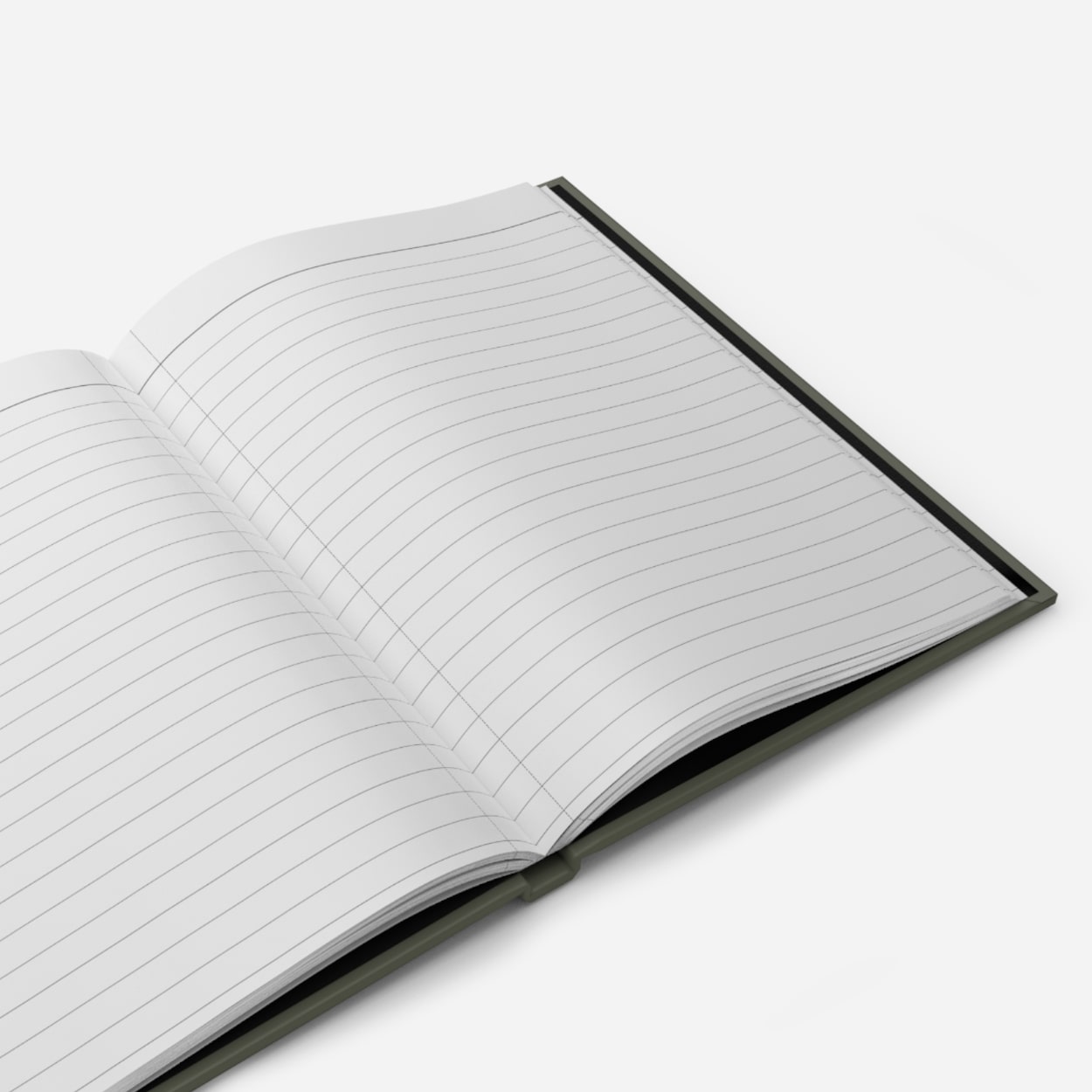 Crisp lined pages inside olive green Christian gratitude journal, displaying clean writing space with delicate margin design