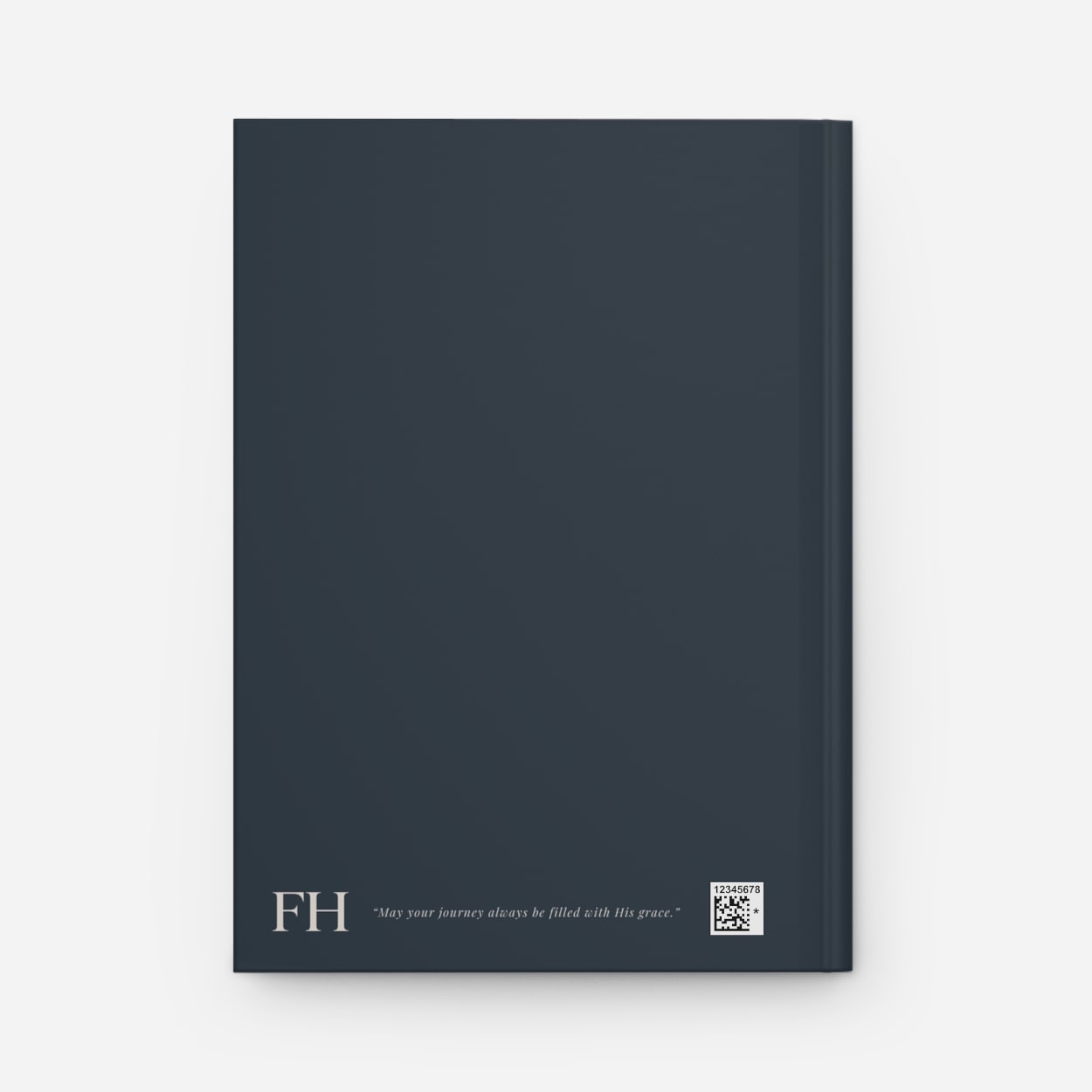 Reverse side of navy blue warrior's faith journal, displaying clean and sturdy cover details