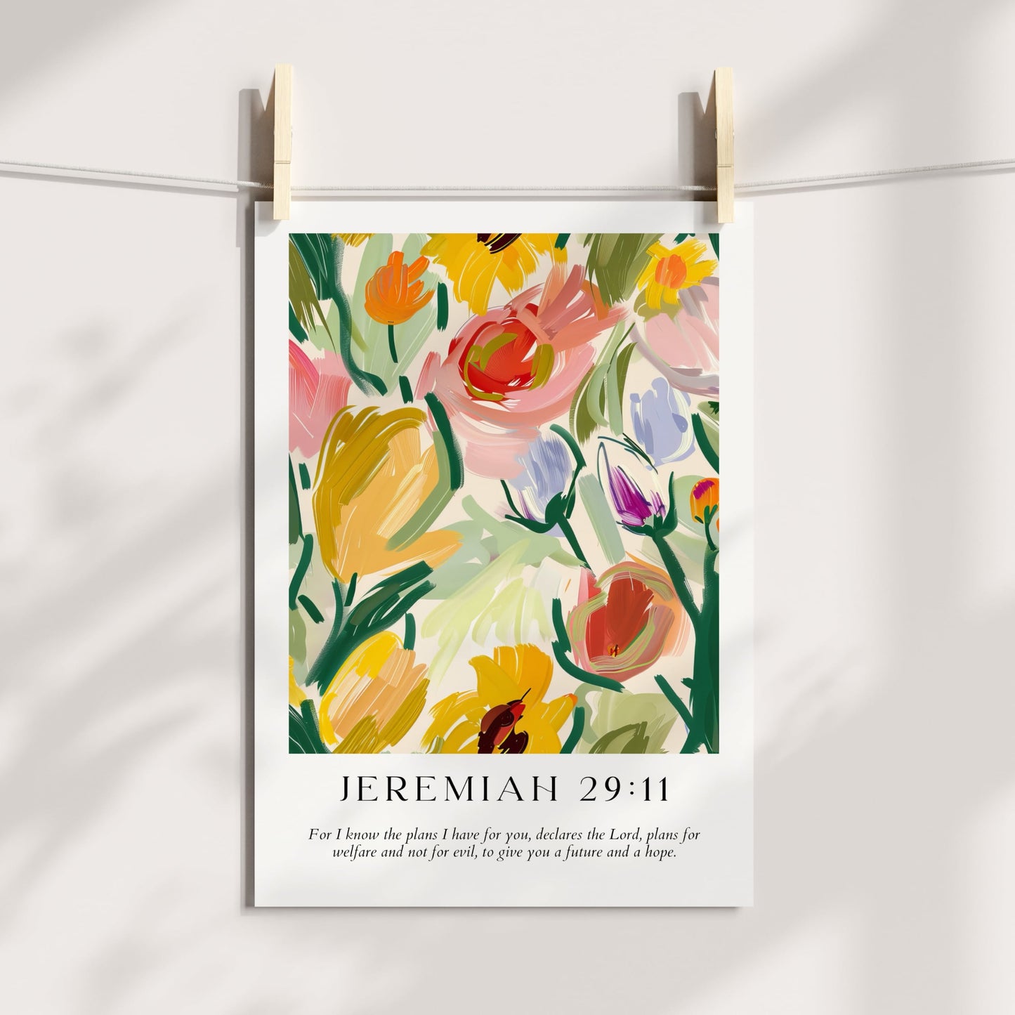 Floral fine art print featuring Jeremiah scripture bible verse on museum quality paper.