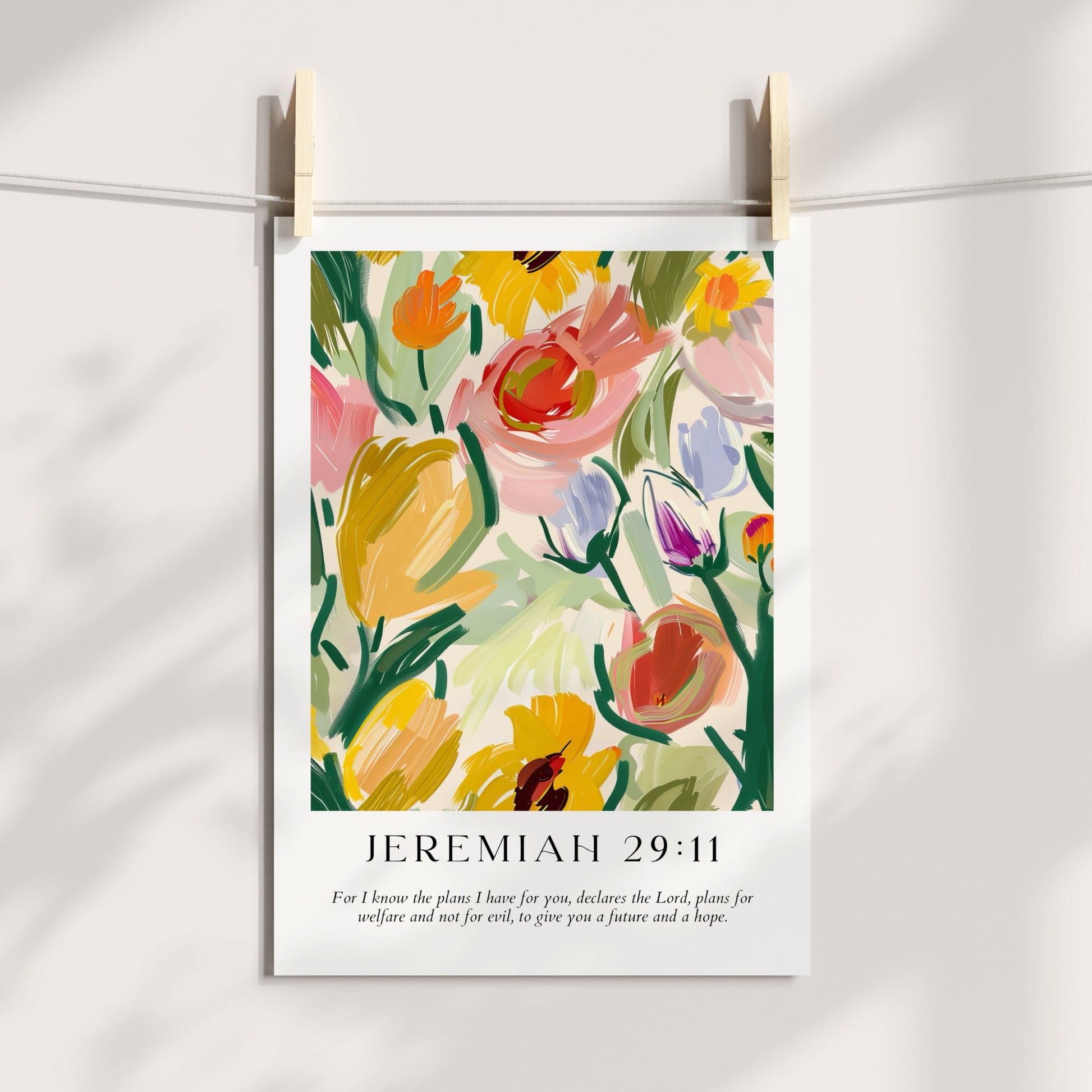 Floral fine art print featuring Jeremiah scripture bible verse on museum quality paper.