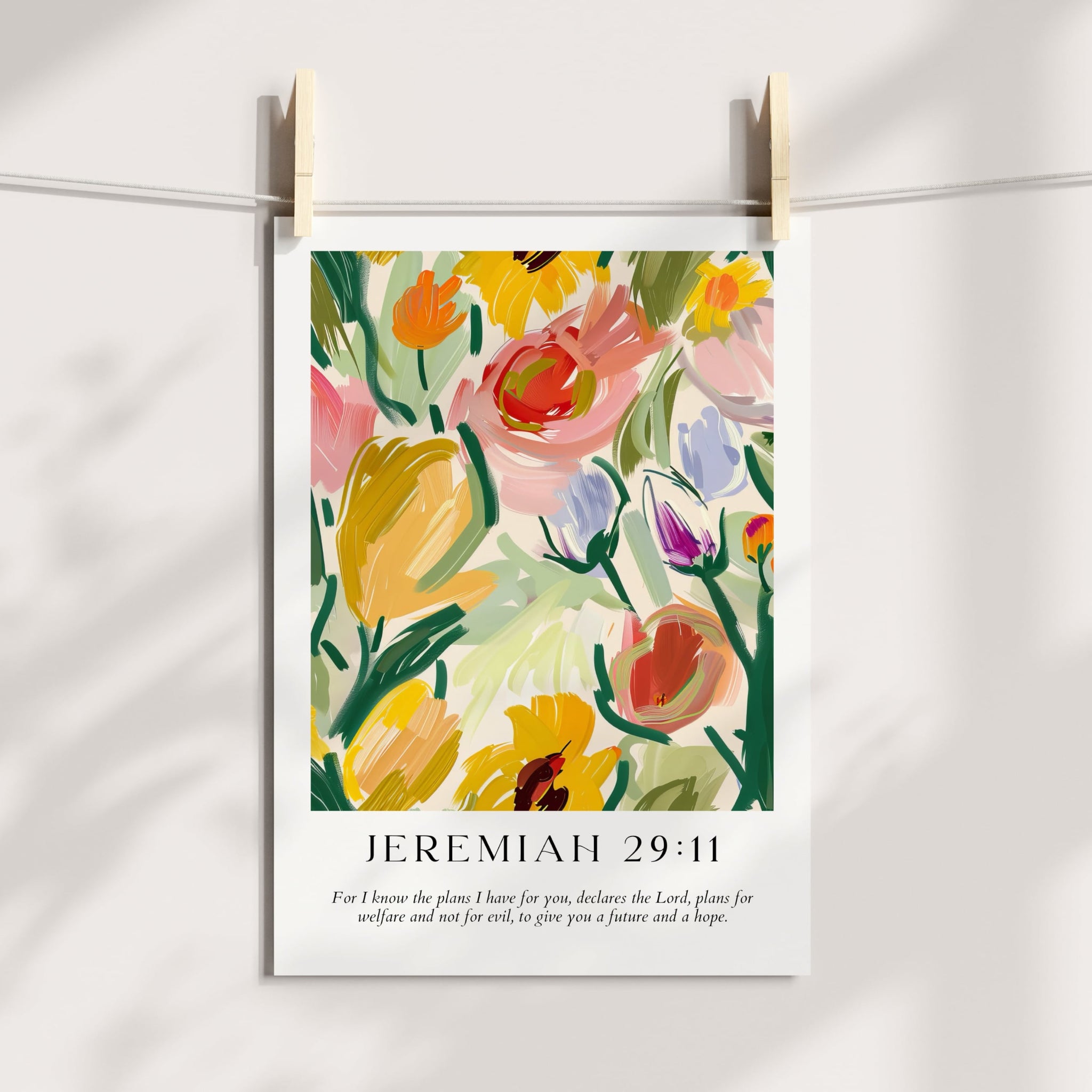 Floral fine art print featuring Jeremiah scripture bible verse on museum quality paper.