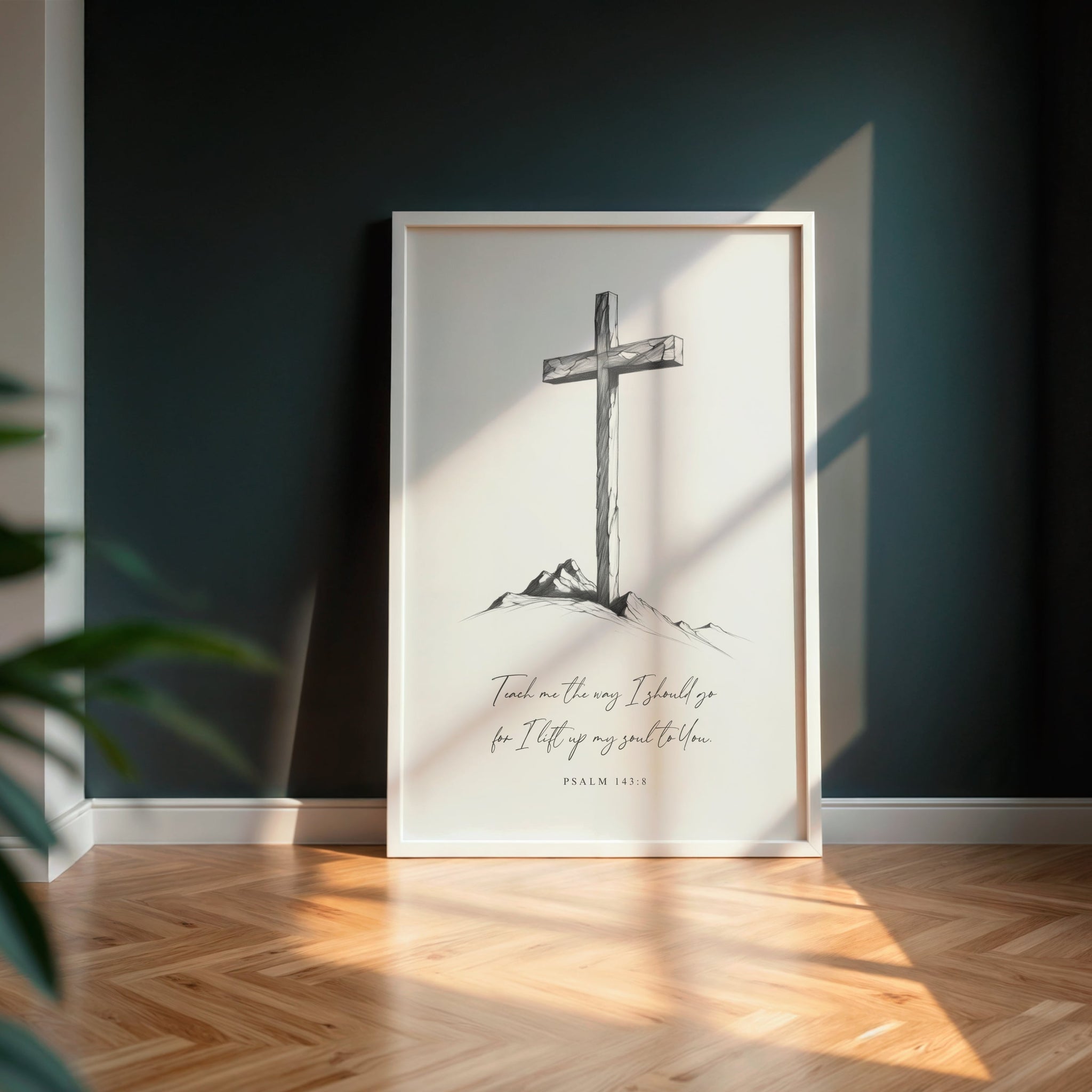 Minimalist Cross Wall Print | Psalm 143:8 Wall Art