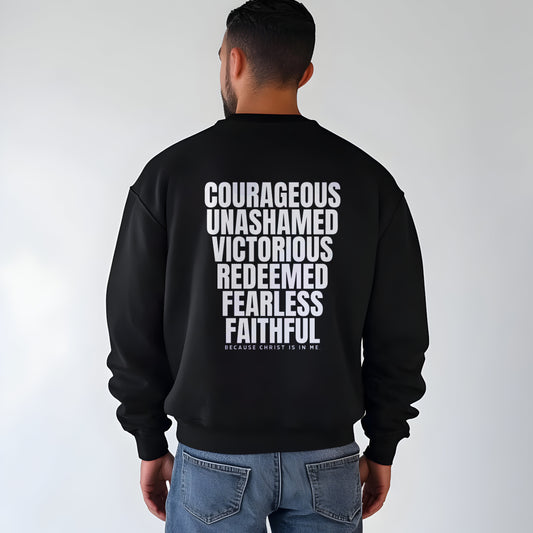 Black Christian Sweatshirt for Men – Bold Faith Statement on Back 