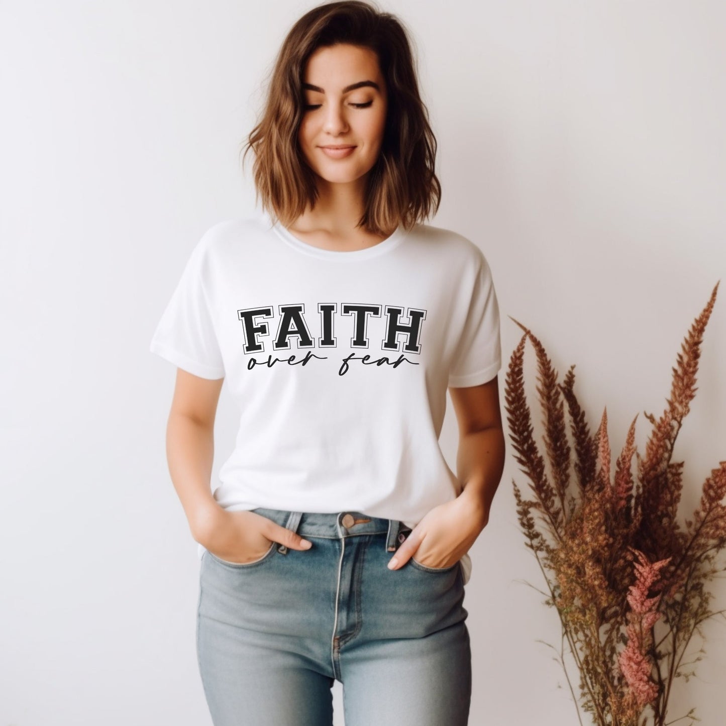 Faith Over Fear - White Christian T-shirt