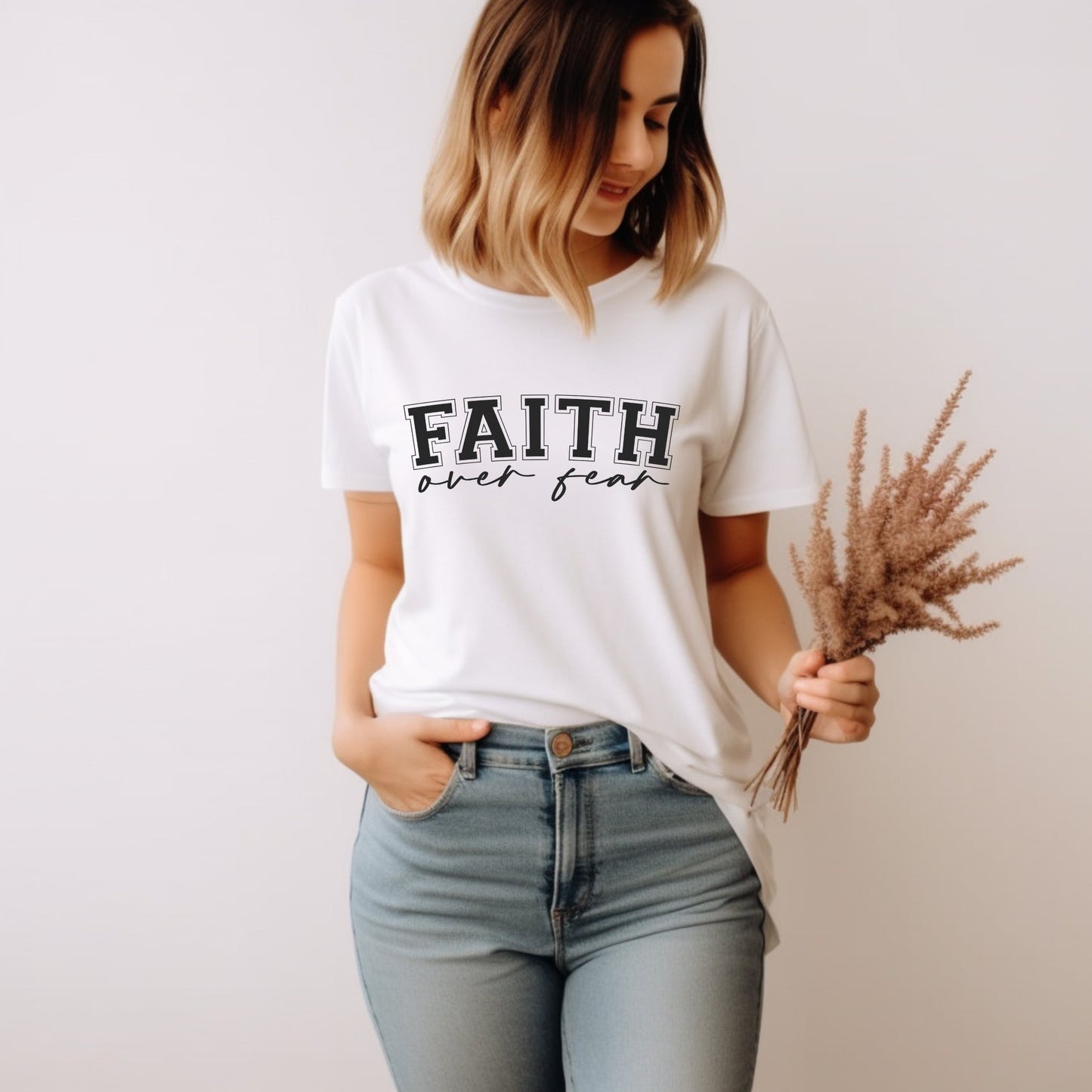 Faith Over Fear - White Christian T-shirt