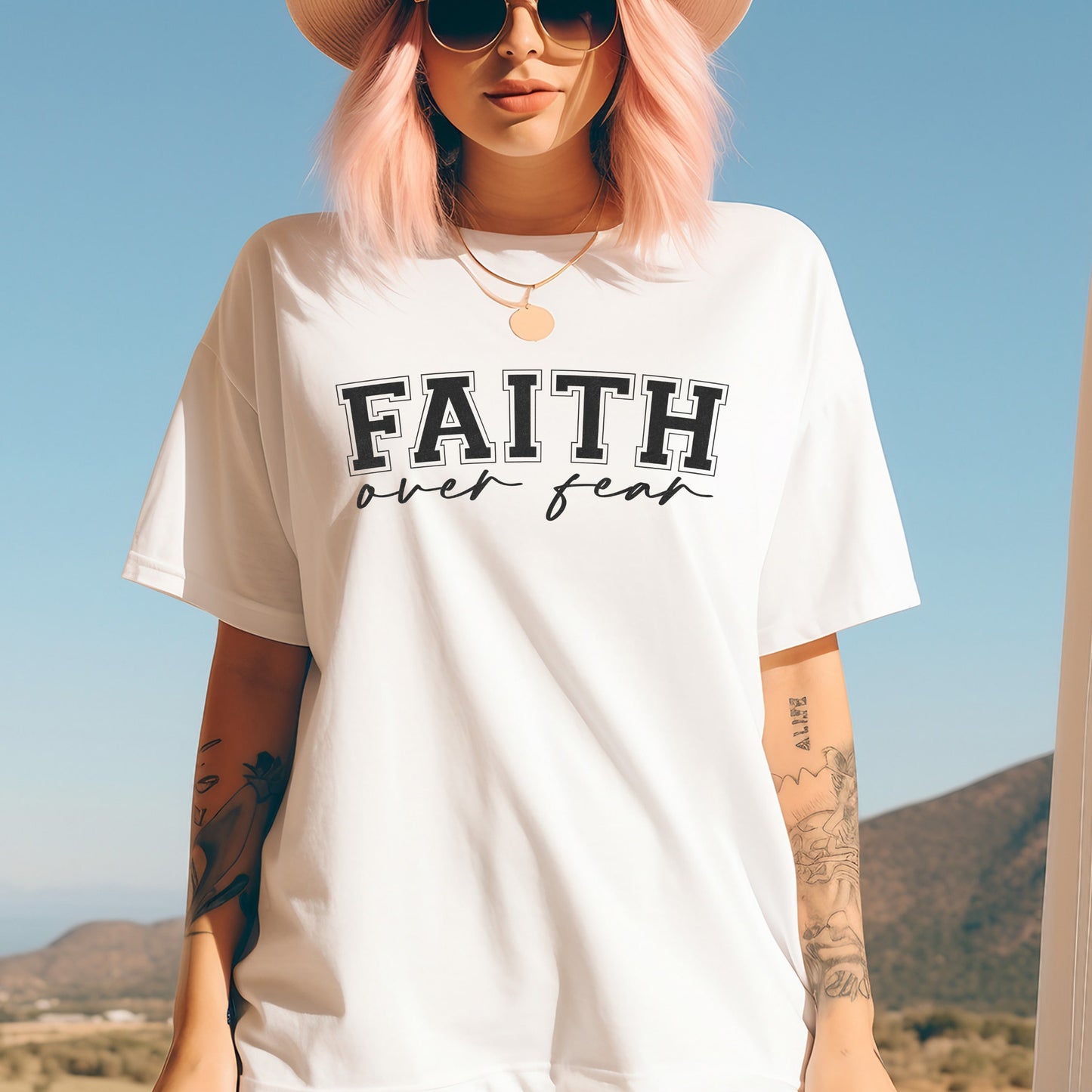 Faith Over Fear - White Christian T-shirt