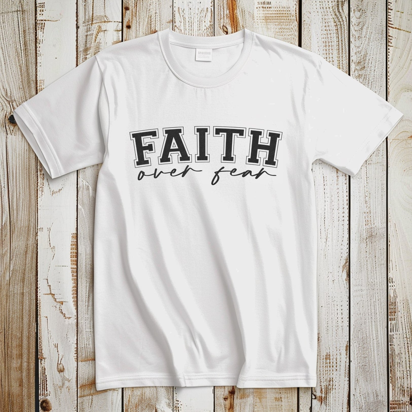 Faith Over Fear - White Christian T-shirt