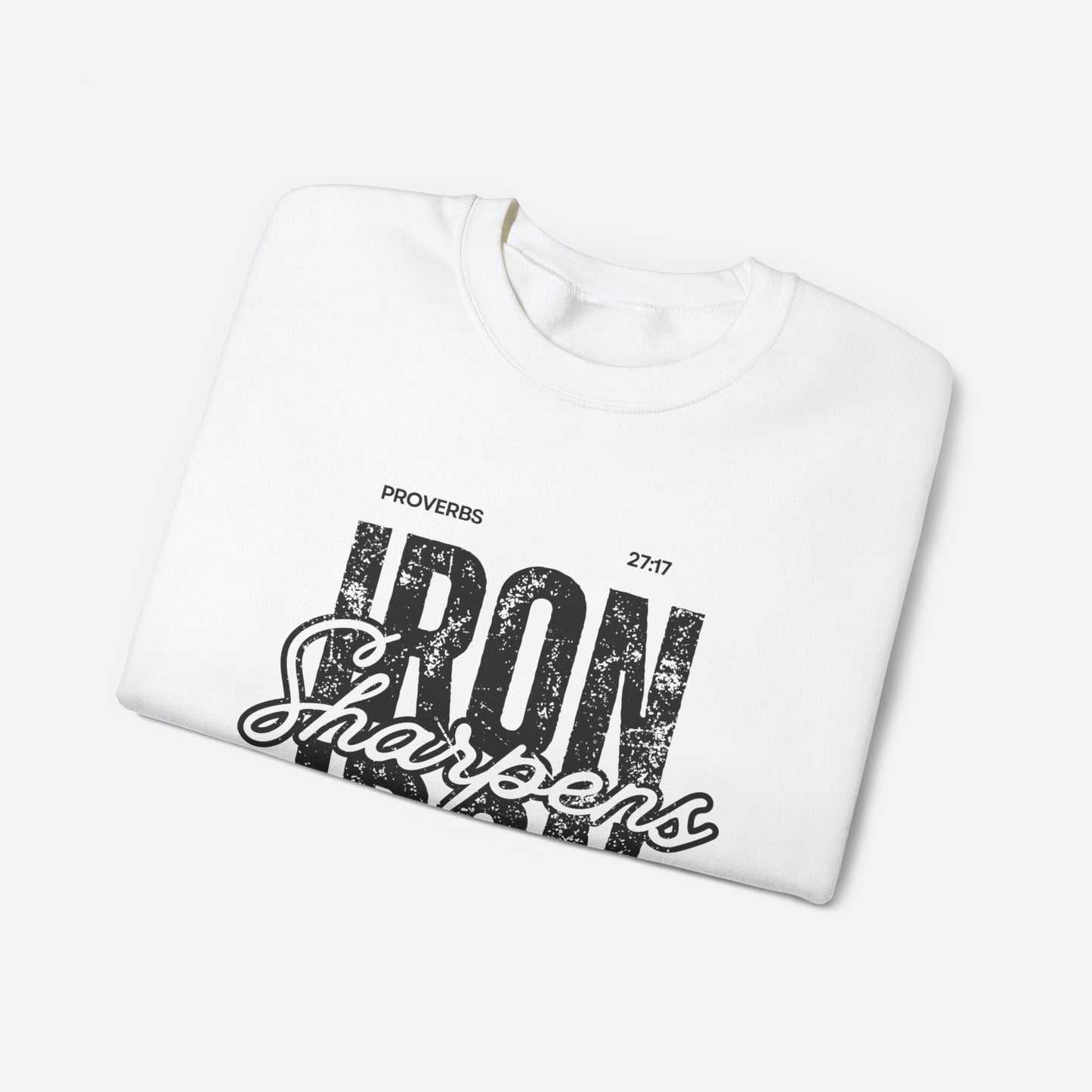 Men’s Bible Verse Sweatshirt – Proverbs 27:17 Strength & Brotherhood