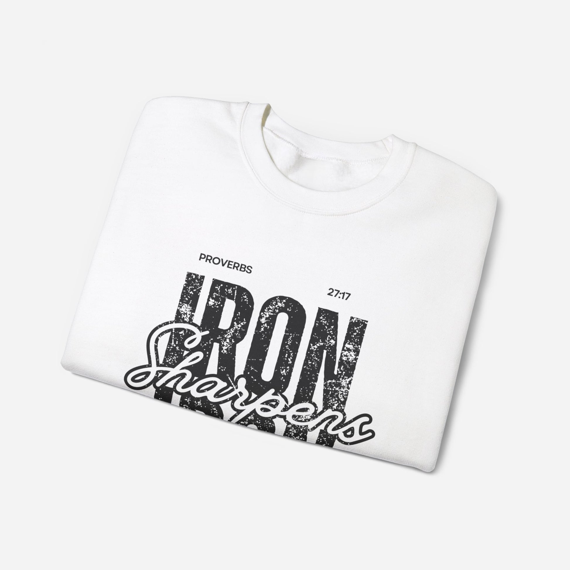 Men’s Bible Verse Sweatshirt – Proverbs 27:17 Strength & Brotherhood