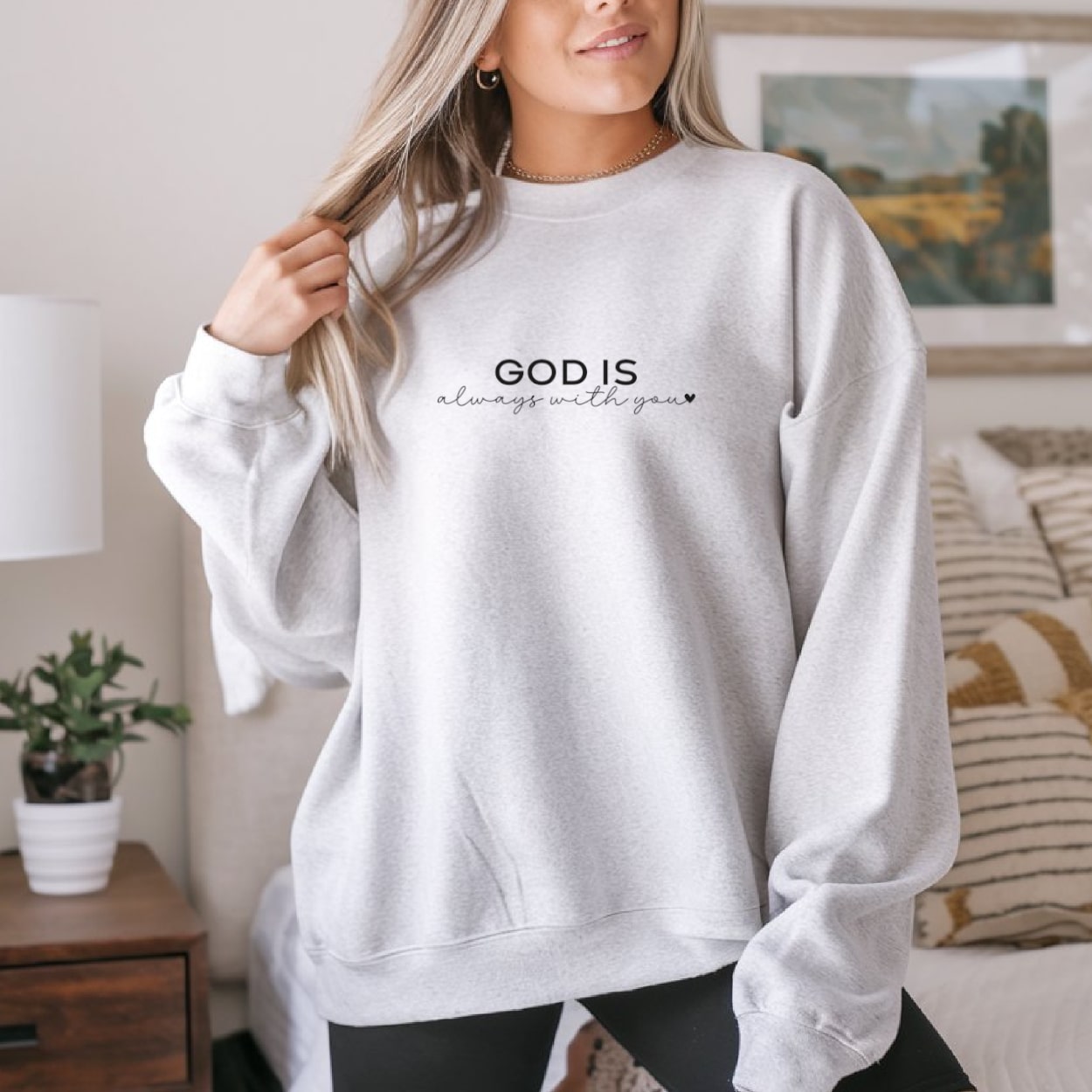 Ash-colored Christian women’s sweatshirt with 