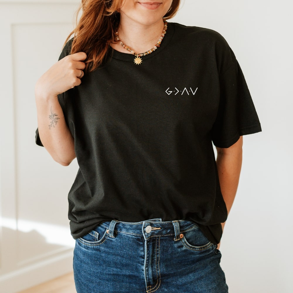 God Is Greater Than The Highs And Lows - Christian Tee in Black