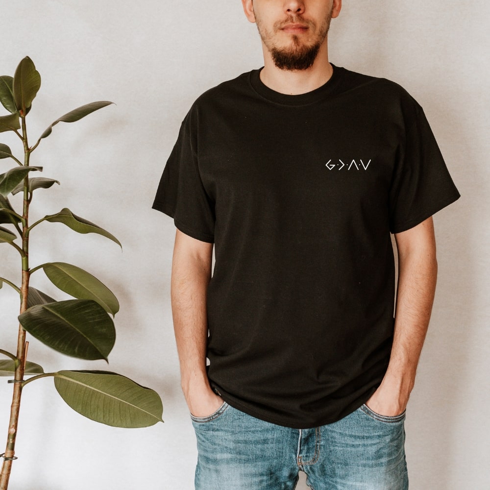 God Is Greater Than The Highs And Lows - Christian Tee in Black