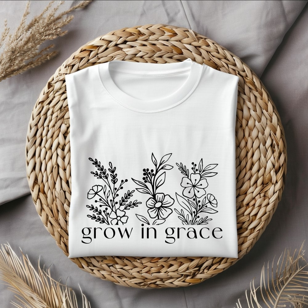 Grow In Grace - Christian Tee - White