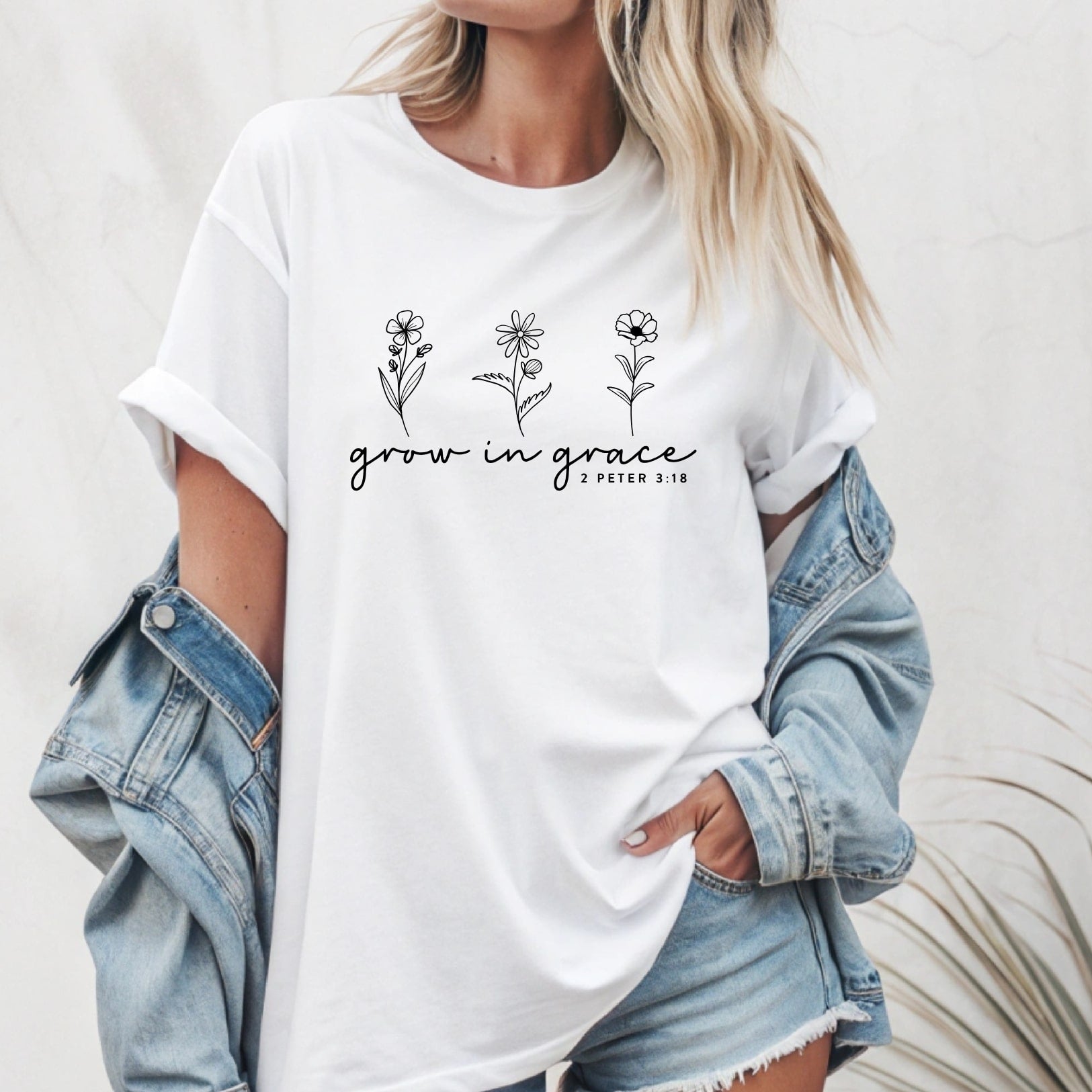 Grow In Grace - Christian Tee - White