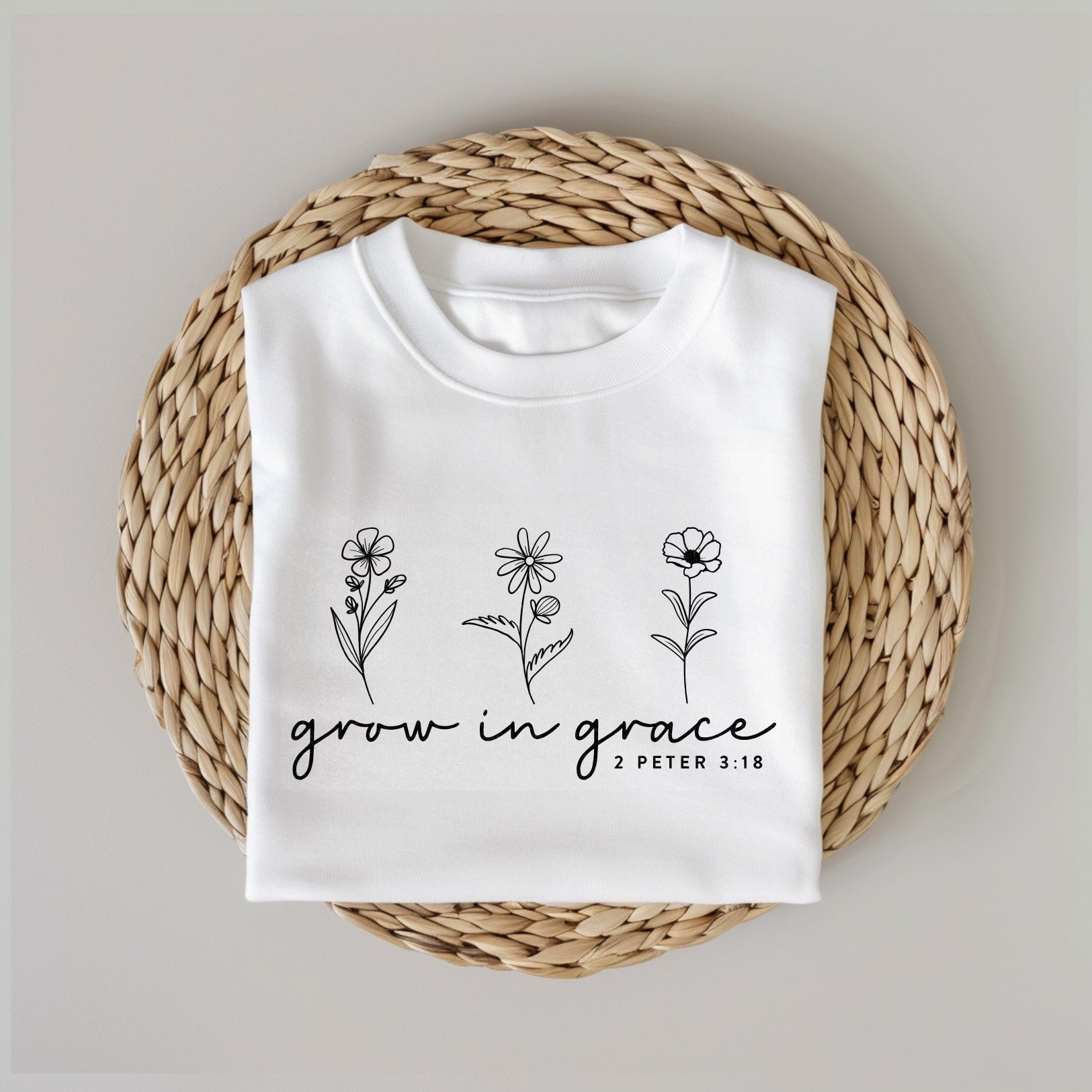 Grow In Grace - Christian Tee - White