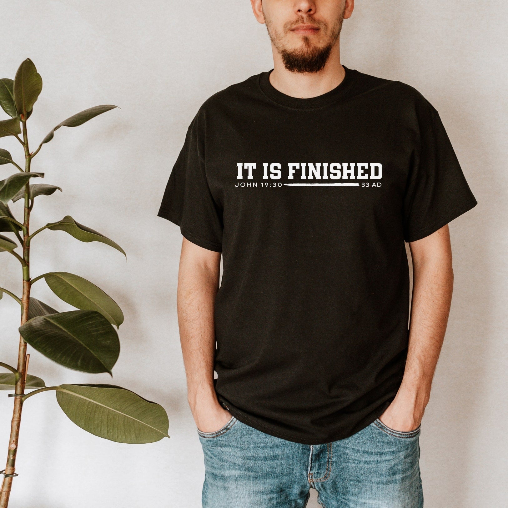 It Is Finished - John 19:30 - Christian Tee In Black
