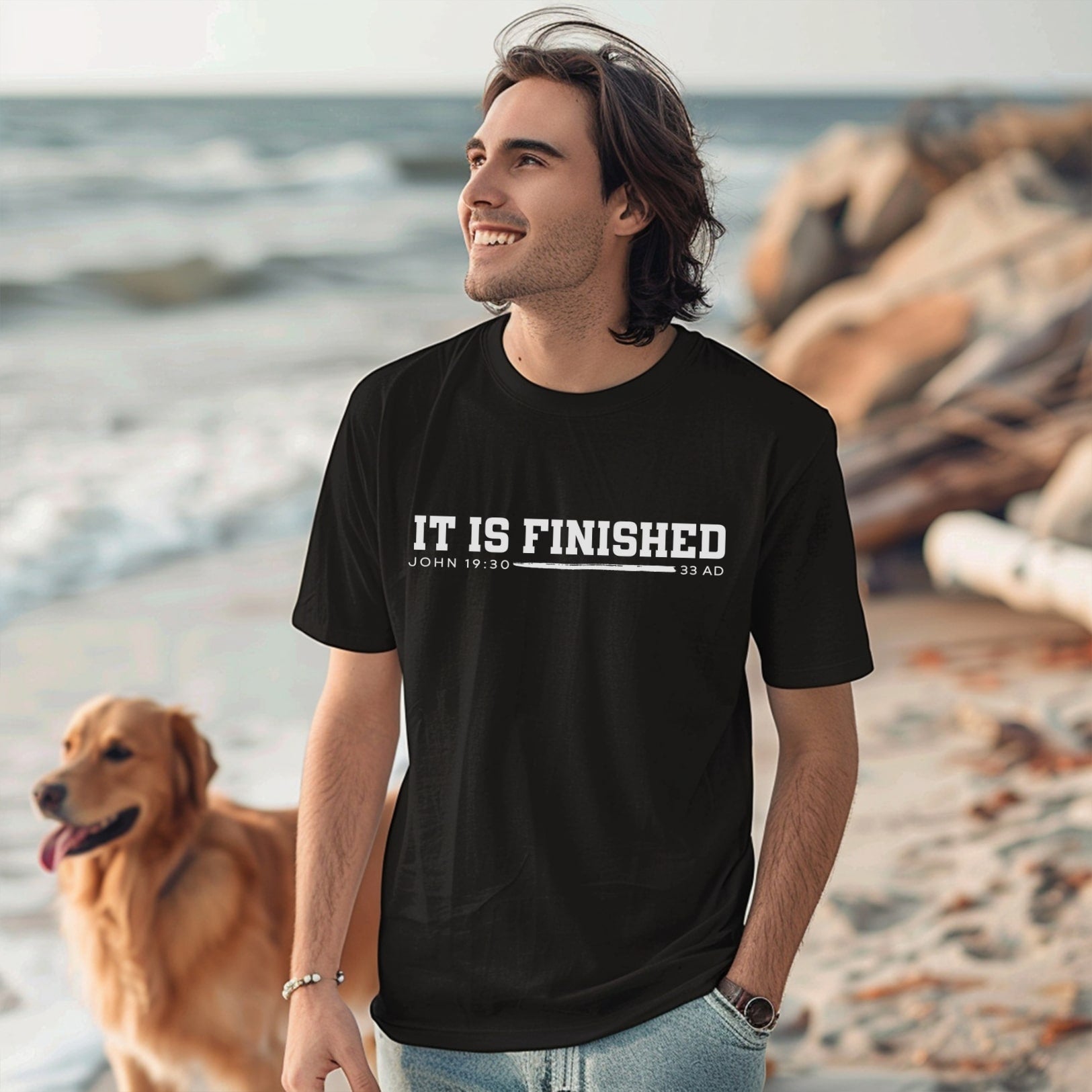 It Is Finished - John 19:30 - Christian Tee In Black