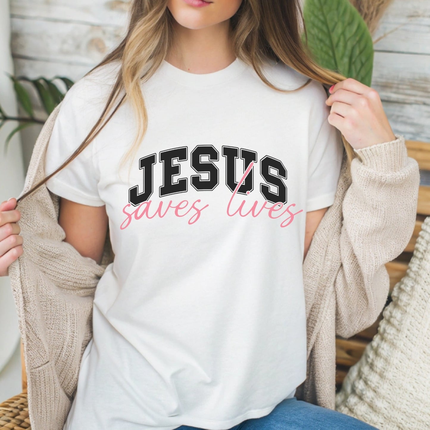 Jesus Saves Lives - Christian Tee - White