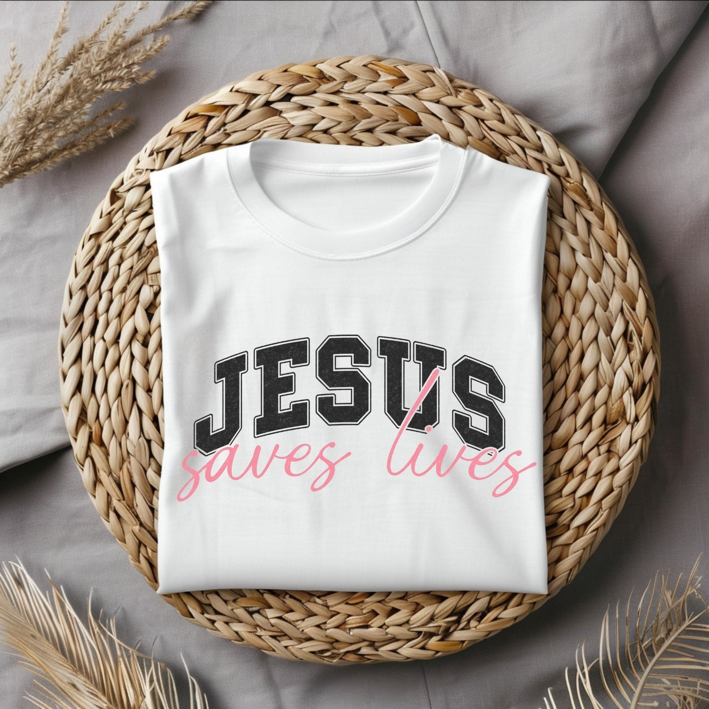 Jesus Saves Lives - Christian Tee - White