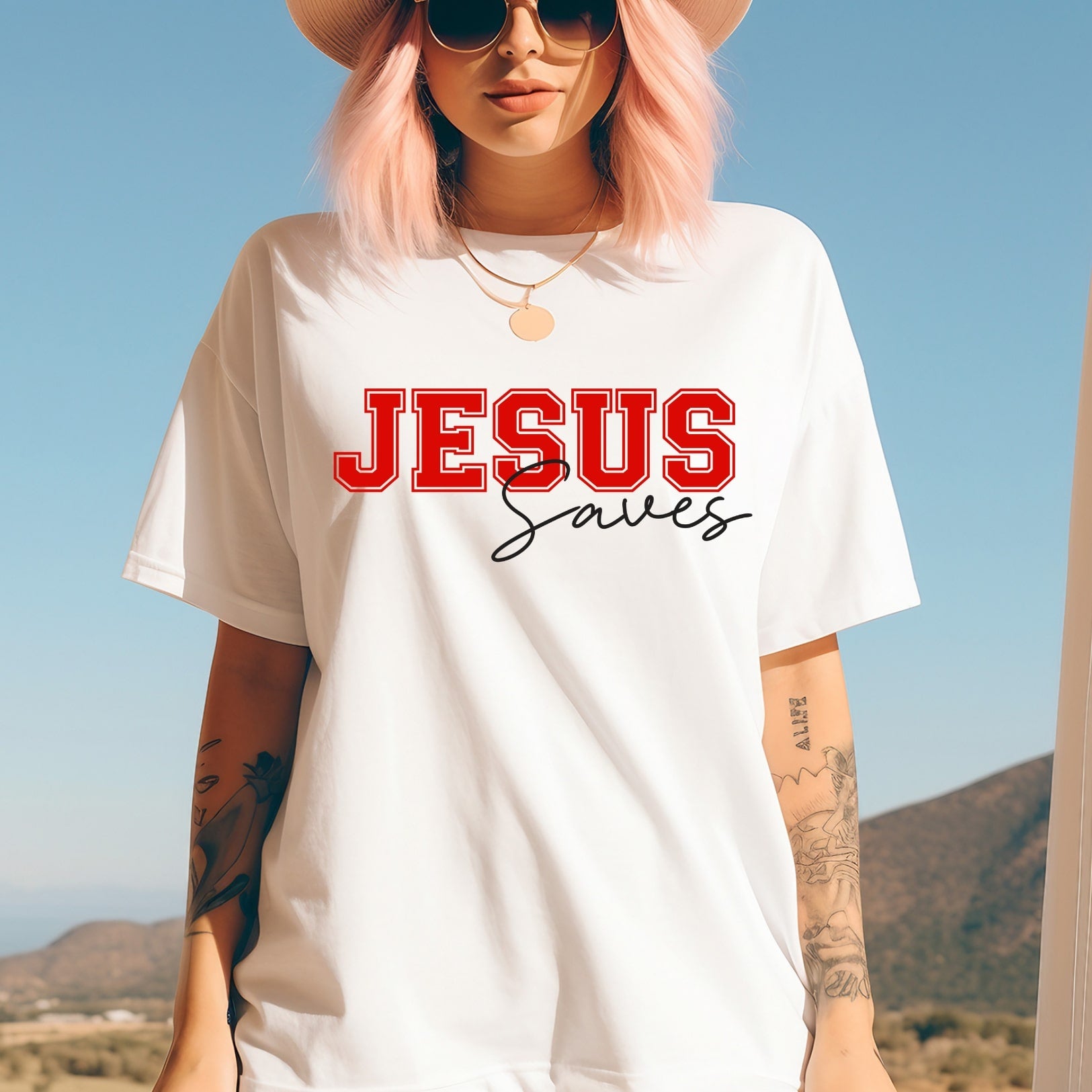 Jesus Saves - White Christian Tee