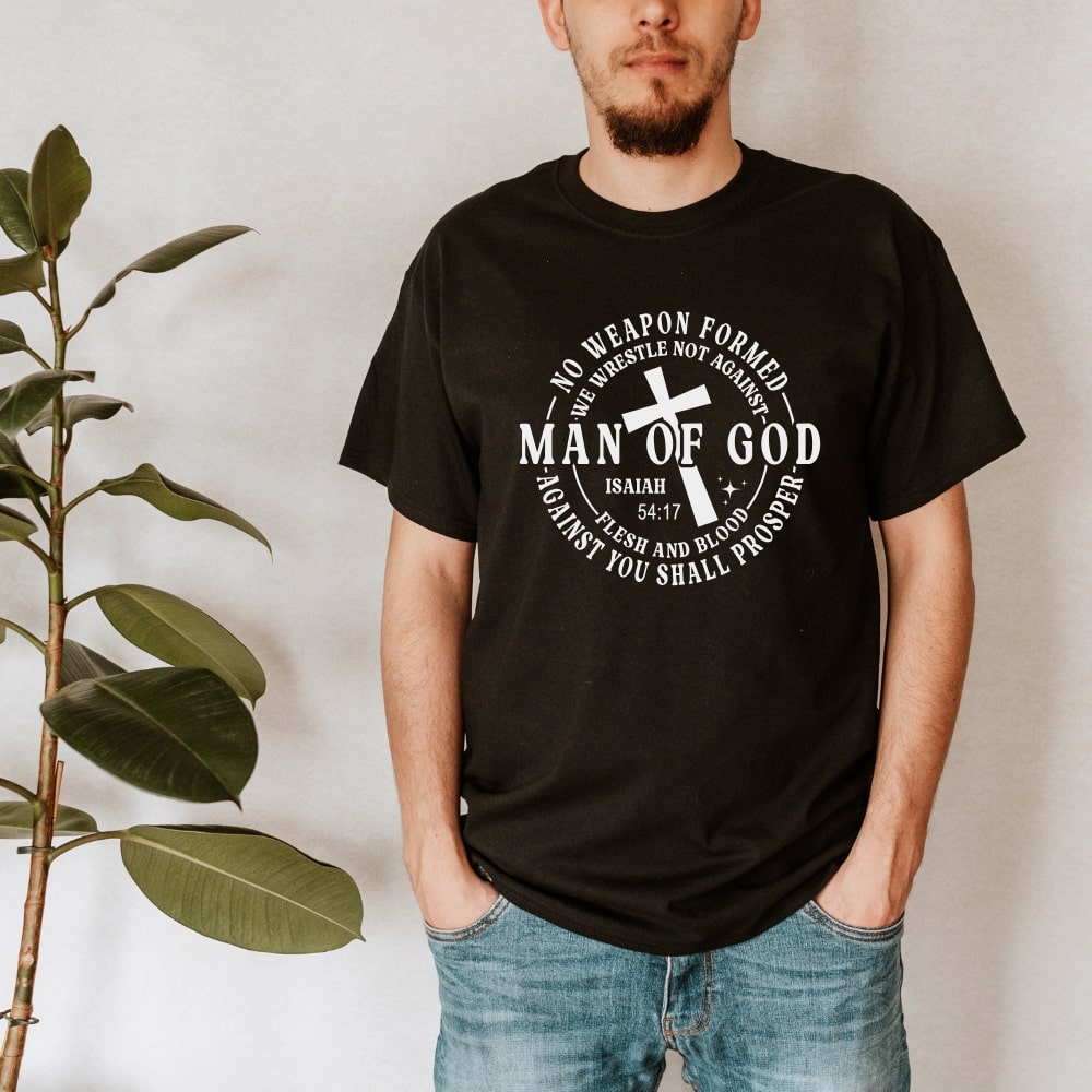 Isaiah 54:17 Man of God - Christian Tee - Black