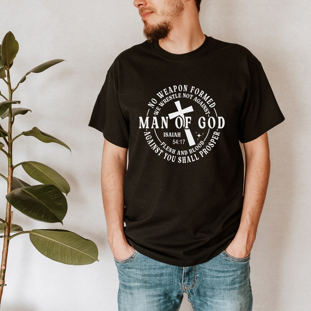 Isaiah 54:17 Man of God - Christian Tee - Black