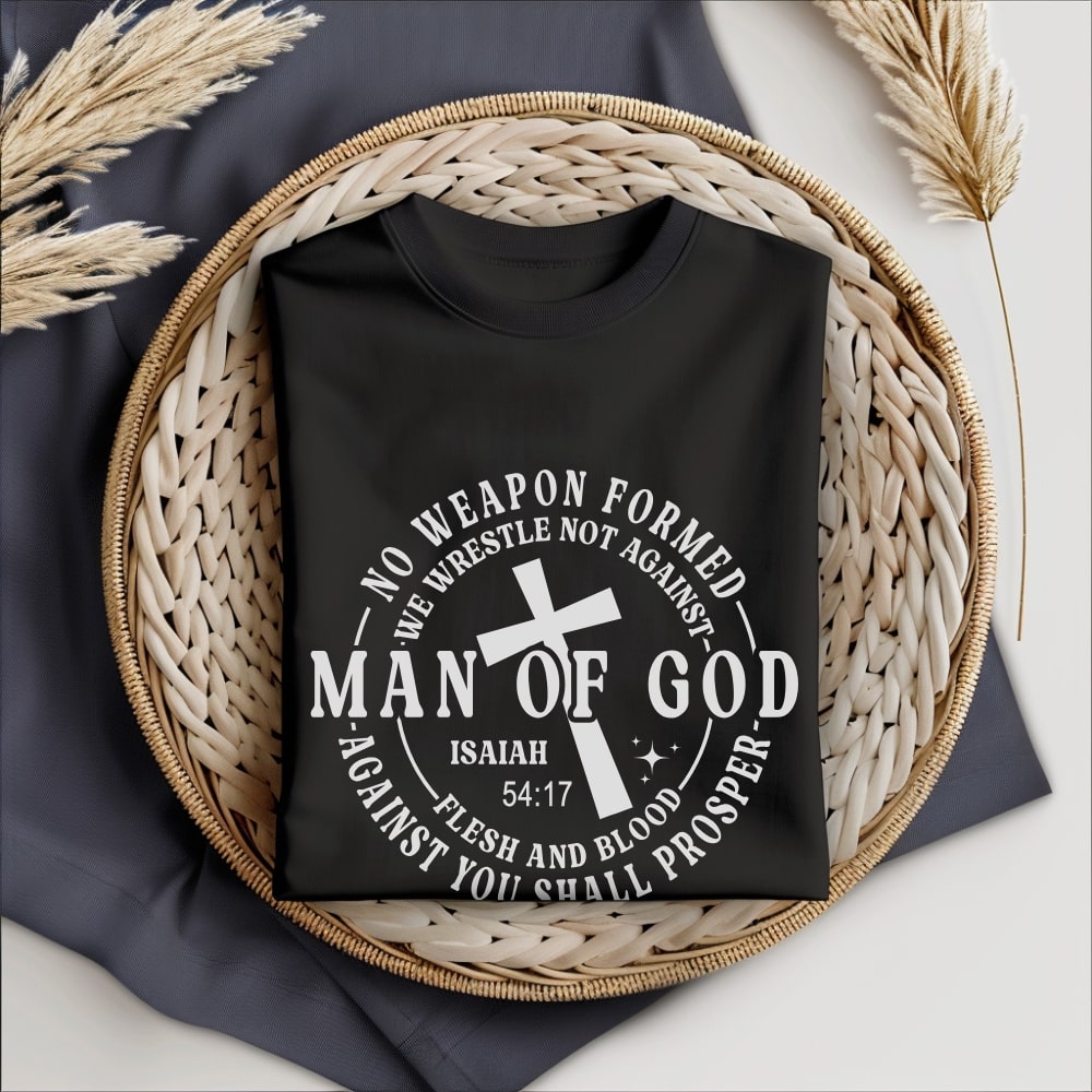 Isaiah 54:17 Man of God - Christian Tee - Black