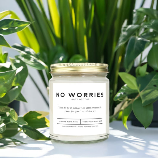 Gorgeous-smelling, toxin-free soy candle with a scripture label and minimalist design.