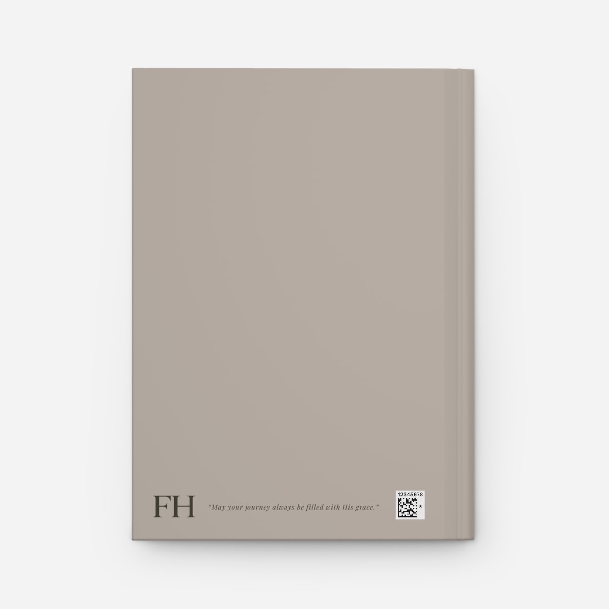 Reverse side of soft stone beige faith journal, showcasing clean design and subtle textural details