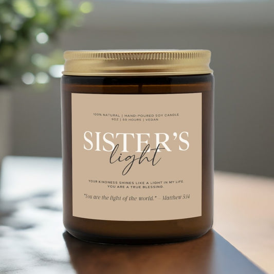 Faith-inspired Amber Jar Candle for Sister, a beautiful Christian gift