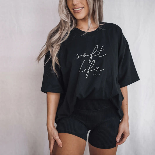Soft Life Club Membership Tee | Premium Black Edition