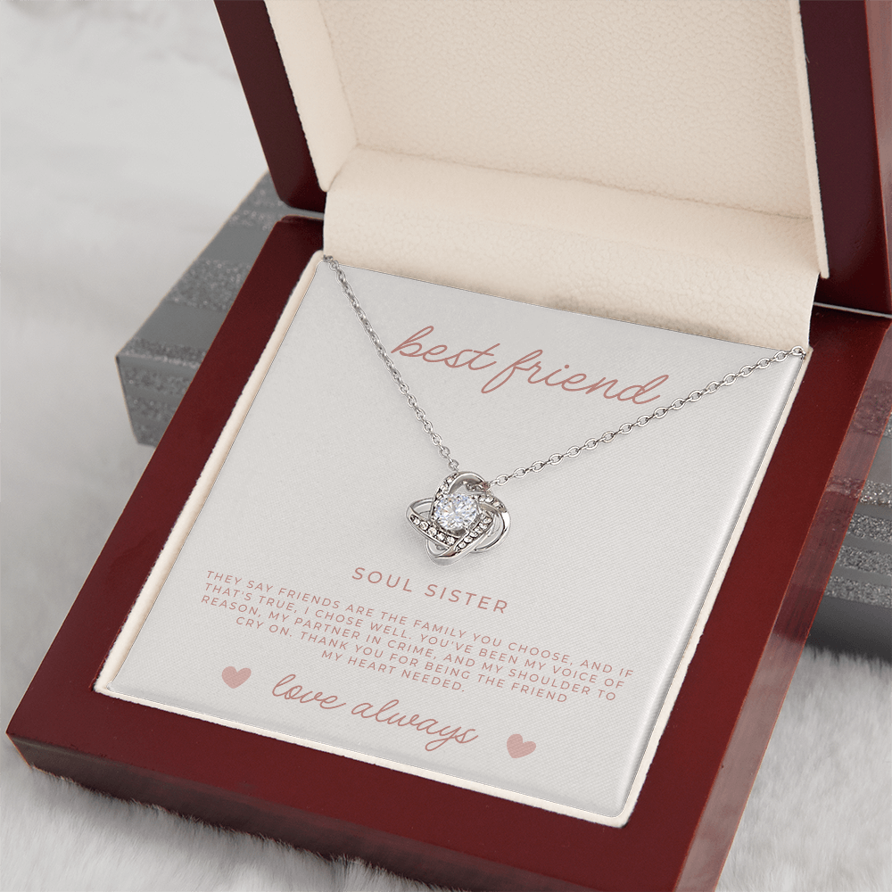 best friend gift with necklace and message card for soul sister