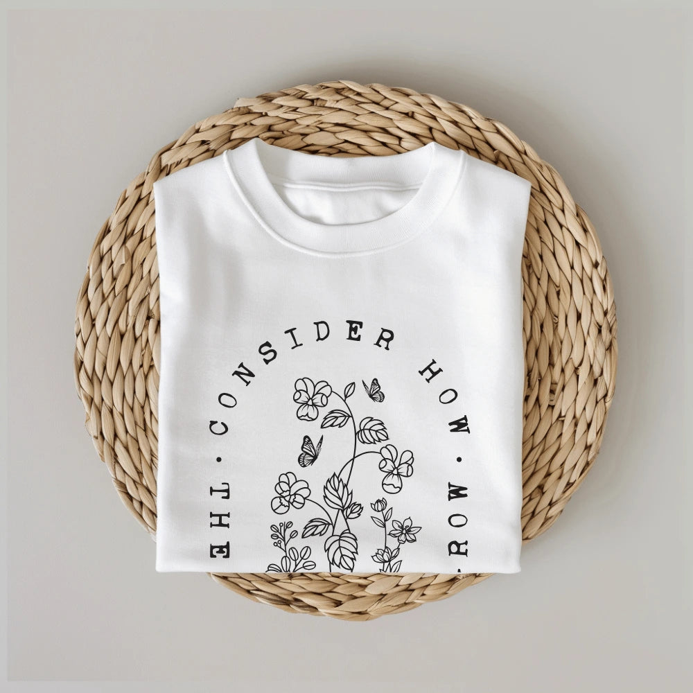 Wildflowers - Luke 12:27 - Christian Tee - White