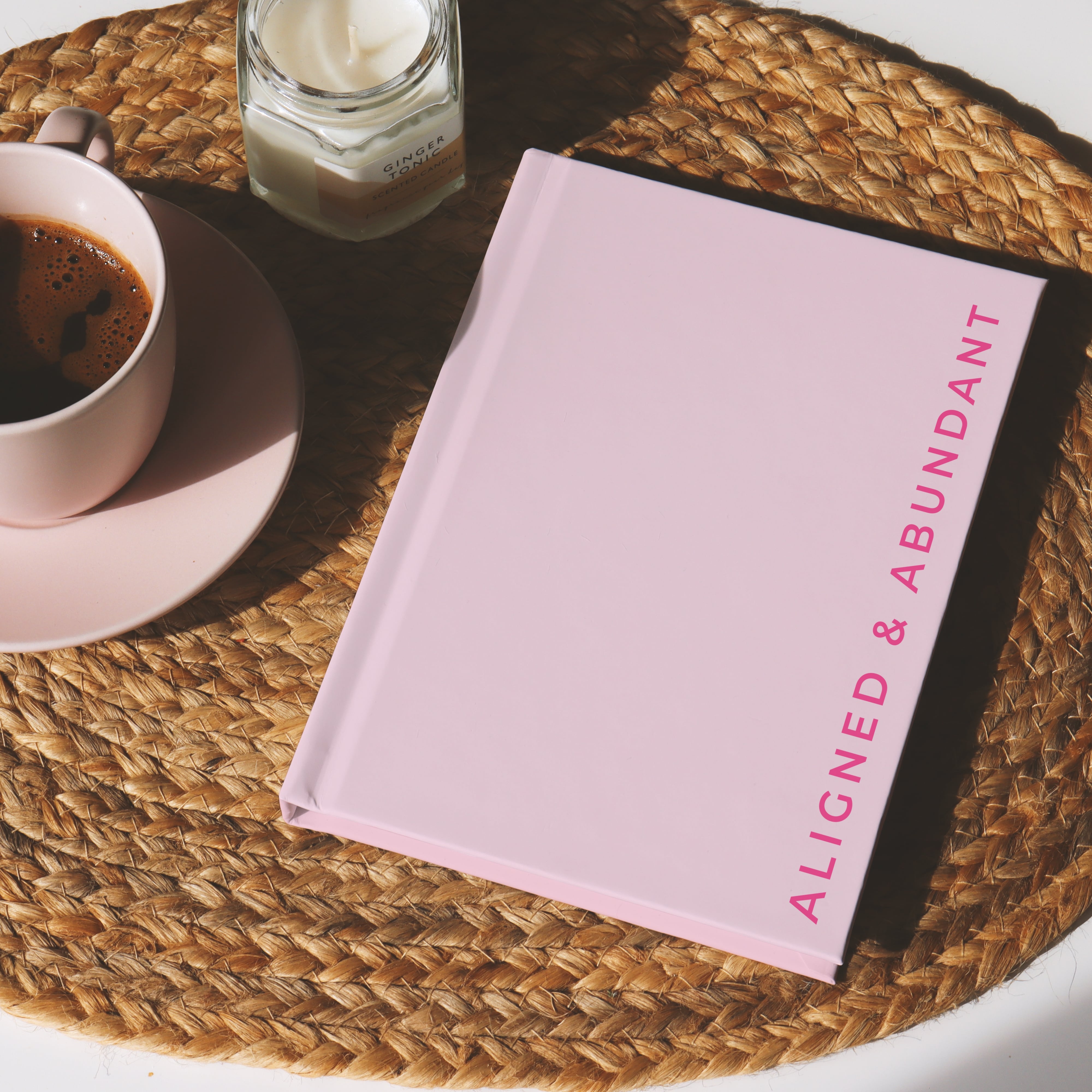 Faithful Hearts Aligned & Abundant pink hardback journal for spiritual women