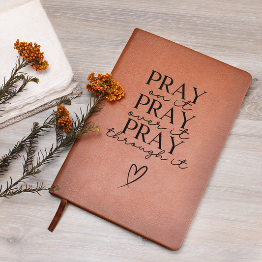 Elegant vegan leather journal with Be Kind, Be Brave, Be Honest embossed on the cover.